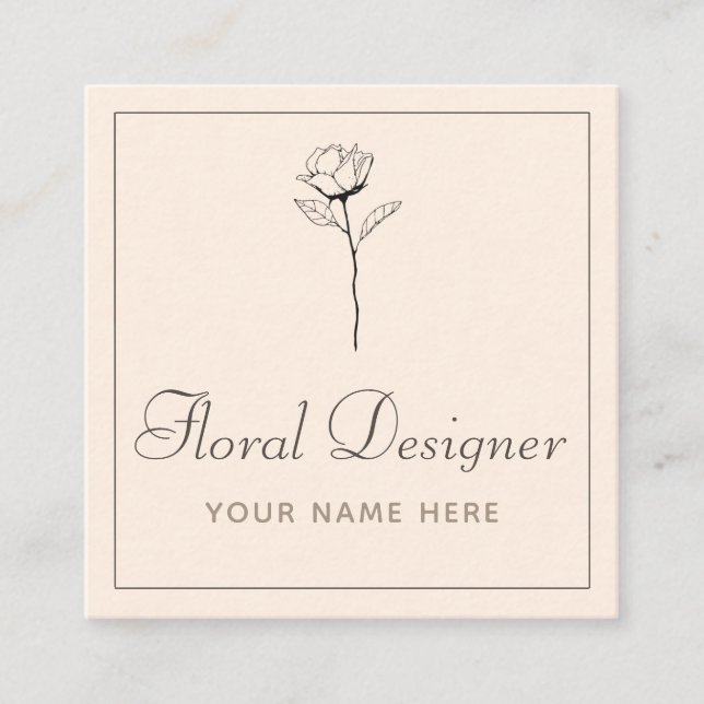Carte De Visite Carré Floral Designer Vintage Drake Rose Plante botaniqu (Devant)