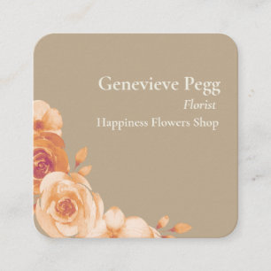 Carte De Visite Carré Floral Simple minimaliste Vintage fleuriste