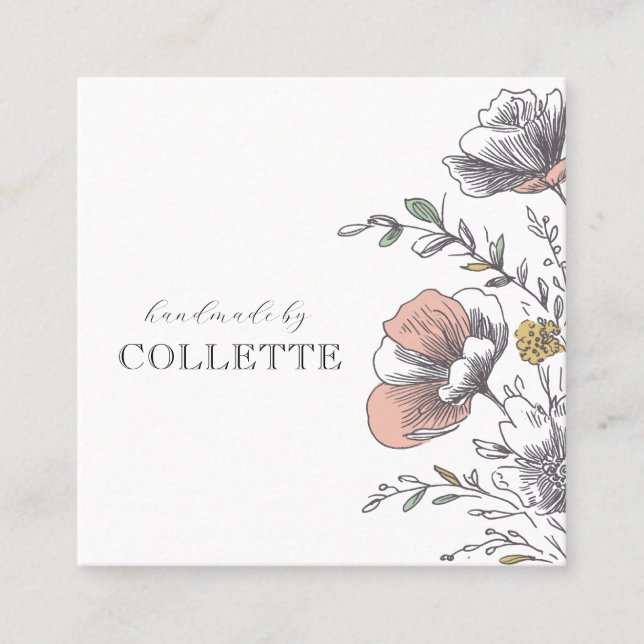 Carte De Visite Carré Flower Logo Handmade By  (Devant)