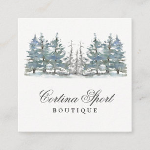 Carte De Visite Carré Forêt de magasin de boutique de montagne élégan