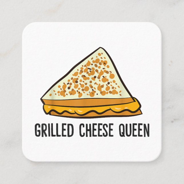 Carte De Visite Carré Fromage Grillé Queen Funny Fromage Grillé (Devant)