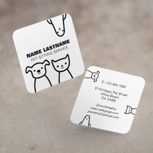 Carte De Visite Carré Fun sur mesure Simple mignon Chien Chat Oiseau Ani
