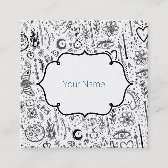 Carte De Visite Carré Funky Nature Of Life Notes Motif 5 (Devant)