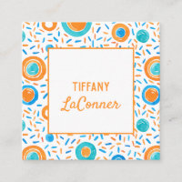 Carte de visite Carré Funky Orange et Blue Shapes