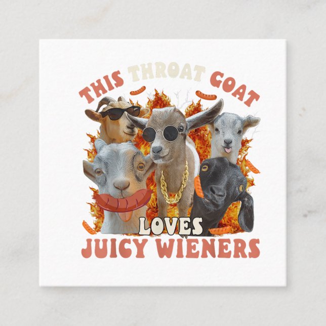 Carte De Visite Carré Funny Throat Goat Swallows Juicy Business Card (Devant)