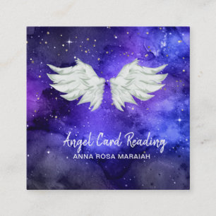 Carte De Visite Carré *~* Galaxy Blue Cosmos Stars Angel Wing Universe 
