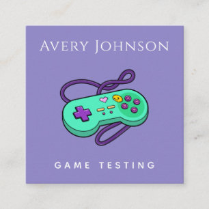 Carte De Visite Carré Gamer Jeu Tester moderne vert Joystick Retro Geek