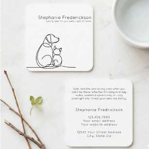 Carte De Visite Carré Garde d'animaux de compagnie Art minimaliste en un