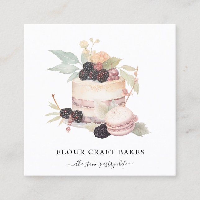Carte De Visite Carré Gâteau boulangerie pâtisserie Chef cuisinier (Devant)