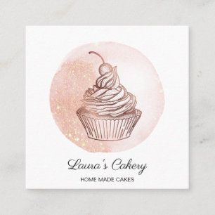 Carte De Visite Carré Gâteaux & sucreries Cupcake Accueil Boulangerie Bl