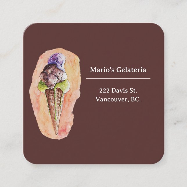 Carte De Visite Carré Gelato Gelateria Ice Cream Shop (Devant)