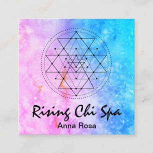 Carte De Visite Carré ** Géométrie sacrée Reiki Yoga Aquarelle