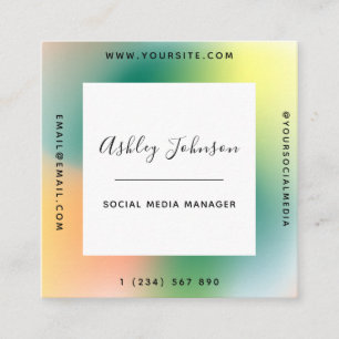 Carte De Visite Carré Gestionnaire de médias sociaux colorés Cool dégrad
