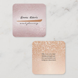 Carte De Visite Carré Gift Pink and White Glitter Modern Business card