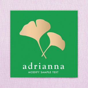 Carte De Visite Carré Ginkgo Leaf Gold Green