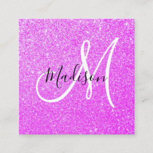 Carte De Visite Carré Girly & Glam Lilas Violet Paillettes Étincelles Mo