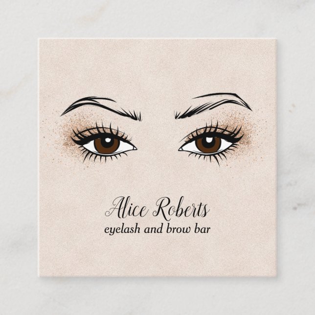 Carte De Visite Carré Glam Eyelash extension Brow Bar calligraphie (Devant)