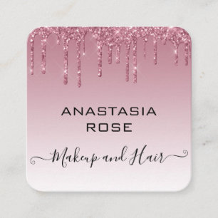 Carte De Visite Carré Glam Purple Rose Gold Parties scintillant Drives A