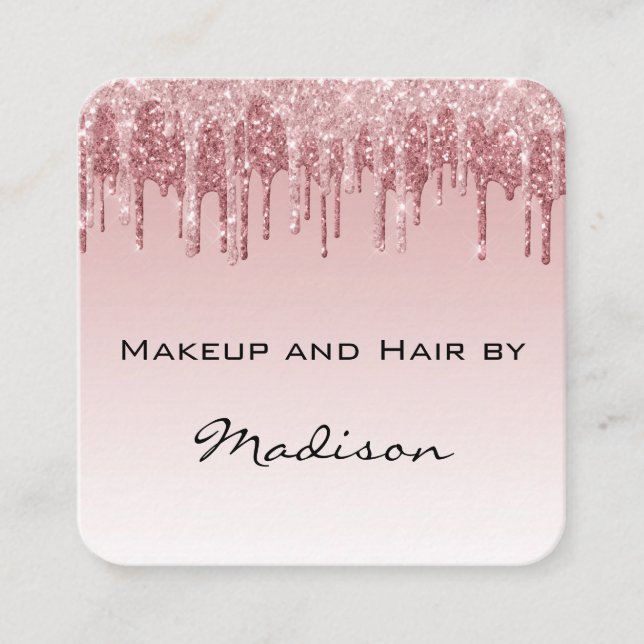 Carte De Visite Carré Glam Rose Rose Gold Parties scintillant Drives Art (Devant)