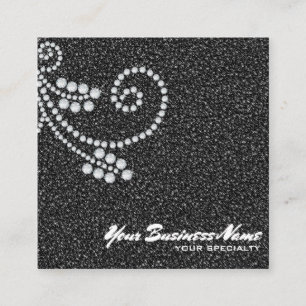 Carte De Visite Carré *~* Glam Soll Diamonds Black Parties scintillant B