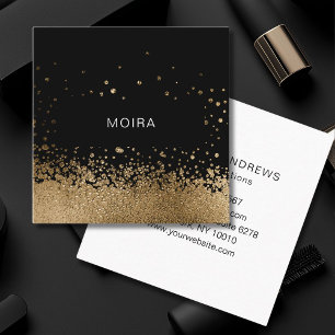 Carte De Visite Carré Glitter Gold Noir