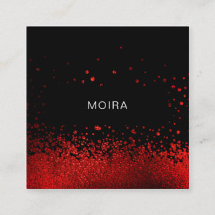 Carte De Visite Carré Glitter rouge noir moderne