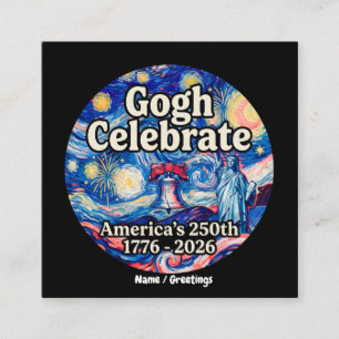 Carte De Visite Carré Gogh Célébrer l'Amérique 250e Anniversaire Patriot