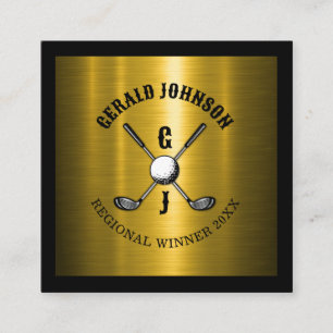 Carte De Visite Carré Gold Elegant Custom Golf Monogramme Design