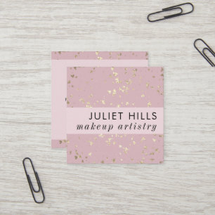Carte de visite Carré Gold Flakes et Blush Pink