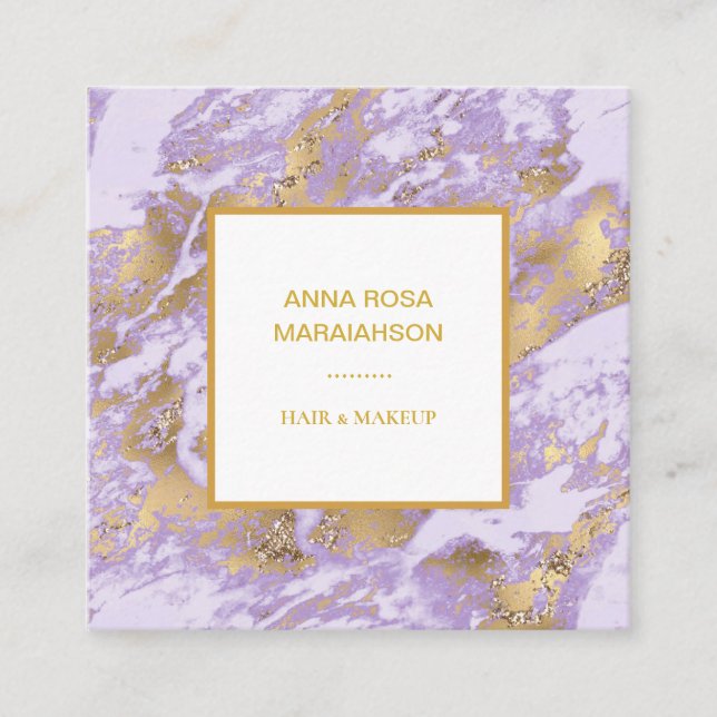 Carte De Visite Carré *~* Gold Foil Girl Luxe Lavender Marble Modern (Devant)