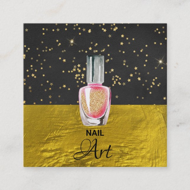 Carte De Visite Carré *~* Gold Foil or Parties scintillant ongle Art pol (Devant)