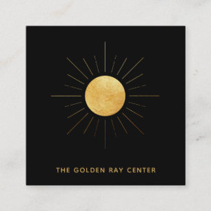 Carte De Visite Carré *~* Gold Foil Soleil + Golden Rays Centre Spiritue