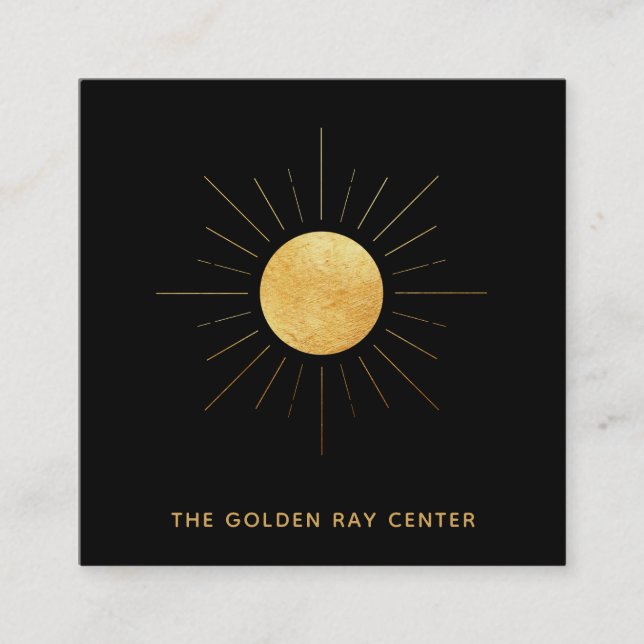 Carte De Visite Carré *~* Gold Foil Soleil + Golden Rays Centre Spiritue (Devant)