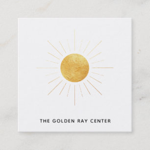 Carte De Visite Carré *~* Gold Foil Sun & Golden Rays Centre Spirituel
