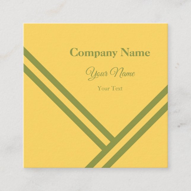 Carte De Visite Carré Gold Green Diagonal Stripes Design graphique moder (Devant)