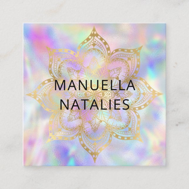 Carte De Visite Carré Gold Mandala Lotus Pastel Enseignant de yoga Gradi (Devant)