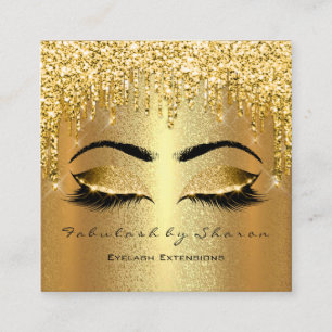 Carte De Visite Carré Gold Spark Artiste Lashes Logo Lux