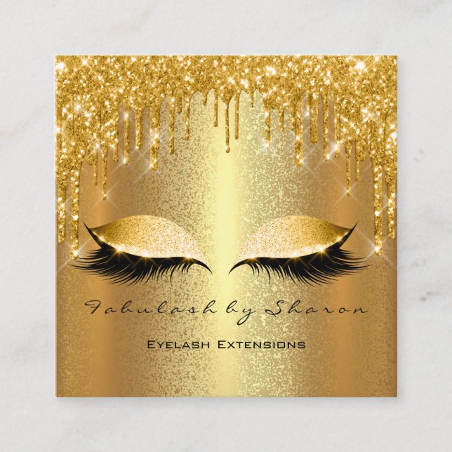 Carte De Visite Carré Gold Spark Artiste Lashes Logo Lux (Devant)
