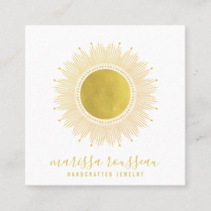 Carte De Visite Carré Gold Sun Faux Foil Mandala Black Jewelry Designer