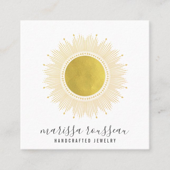 Carte De Visite Carré Gold Sun Faux Foil Mandala Jewelry Designer (Devant)