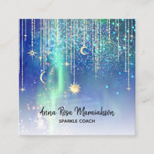 Carte De Visite Carré *~* Gold Sun Stars Sparkle Moon Celestial Universe