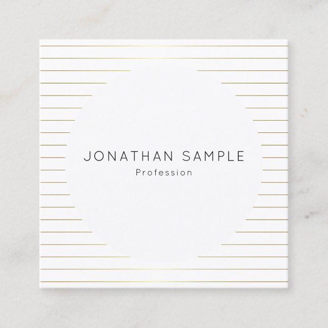 Carte De Visite Carré Gold White Modèle Moderne Élégant Design simple (Devant)