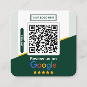 Carte De Visite Carré Google Avis Code QR de lien de révision d'entrep