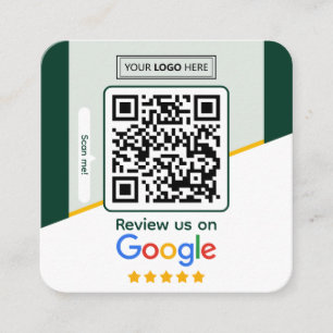 Carte De Visite Carré Google Avis Code QR de lien de révision d'entrep
