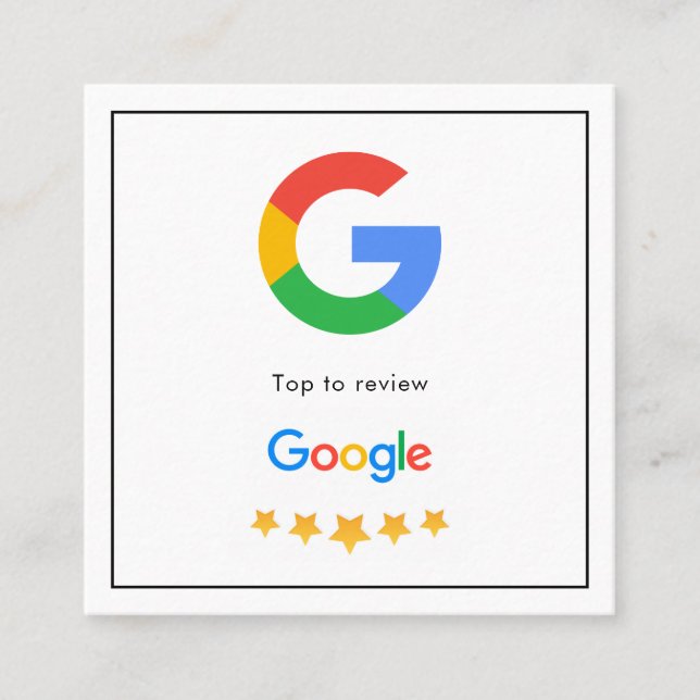 Carte De Visite Carré Google Avis | Examen des activités (Devant)