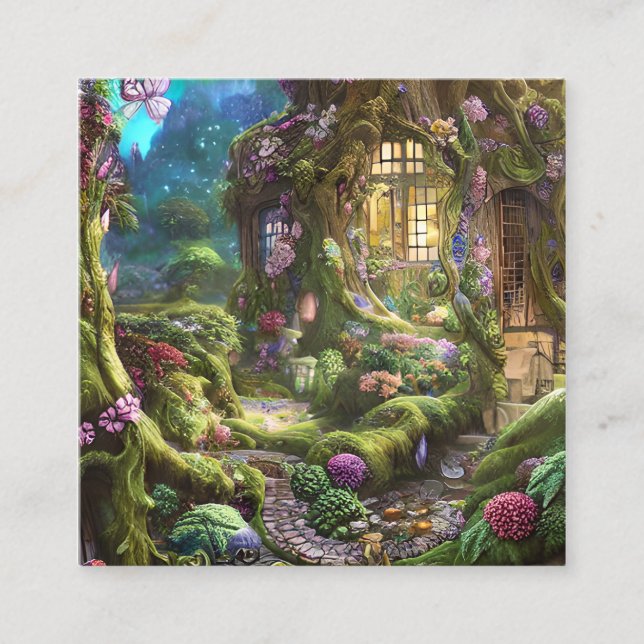 Carte De Visite Carré Graphique de la forêt de Fairyland (Devant)