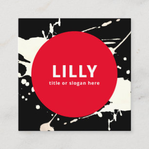 Carte De Visite Carré Gras rouge moderne peint Abstrait