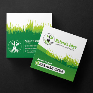 Carte De Visite Carré Green Landscaping Garderer Mowing
