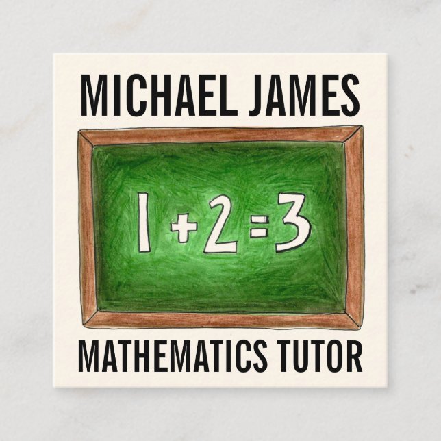 Carte De Visite Carré Green School Chalkboard Ardoise Math Tutor Enseign (Devant)