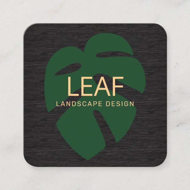 Carte De Visite Carré Green Tropical Leaf Design paysager (Devant)
